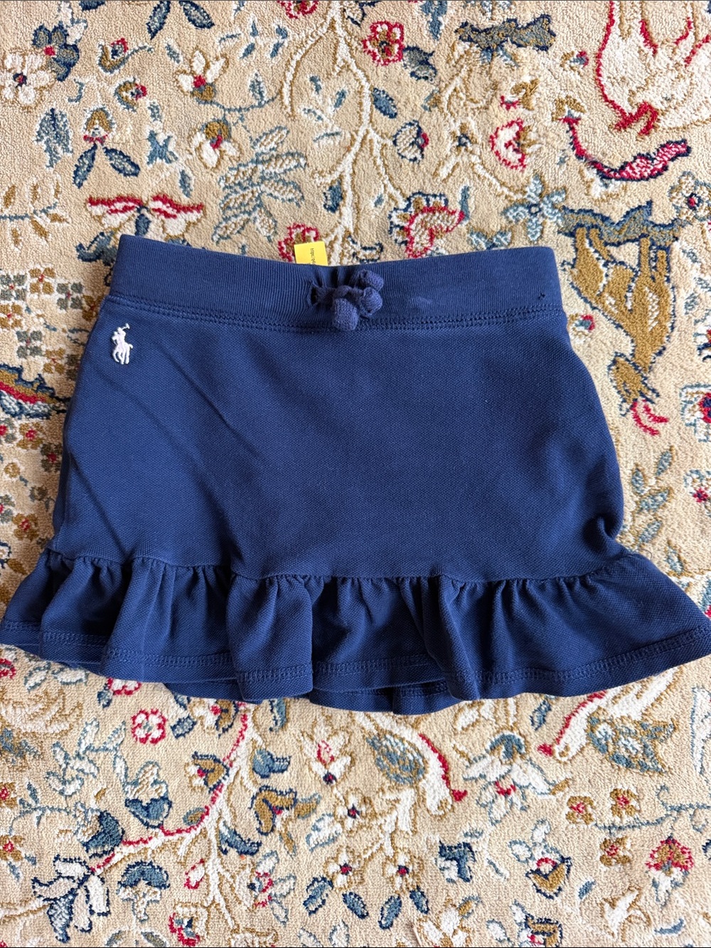 Ralph Lauren Navy Ruffle-Hem Knit Mini Skirt
